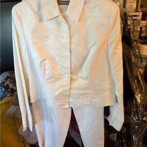 Valerie Stevens Classic White Shirt and Pants Set. NEW
